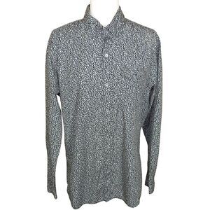 Gap Black Floral Cotton Long Sleeve Button Up Collared Shirt Size Large